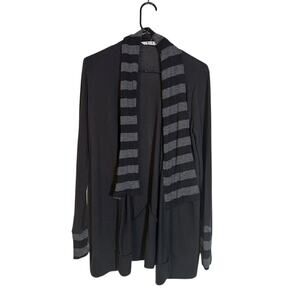Three Dots Black Gray Long Sleeve Knit Cardigan Women’s Medium